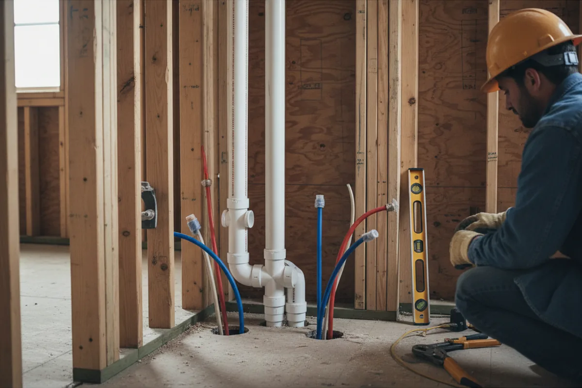 Drain and supply rough-in during Toilet Repair and Installation in Essex