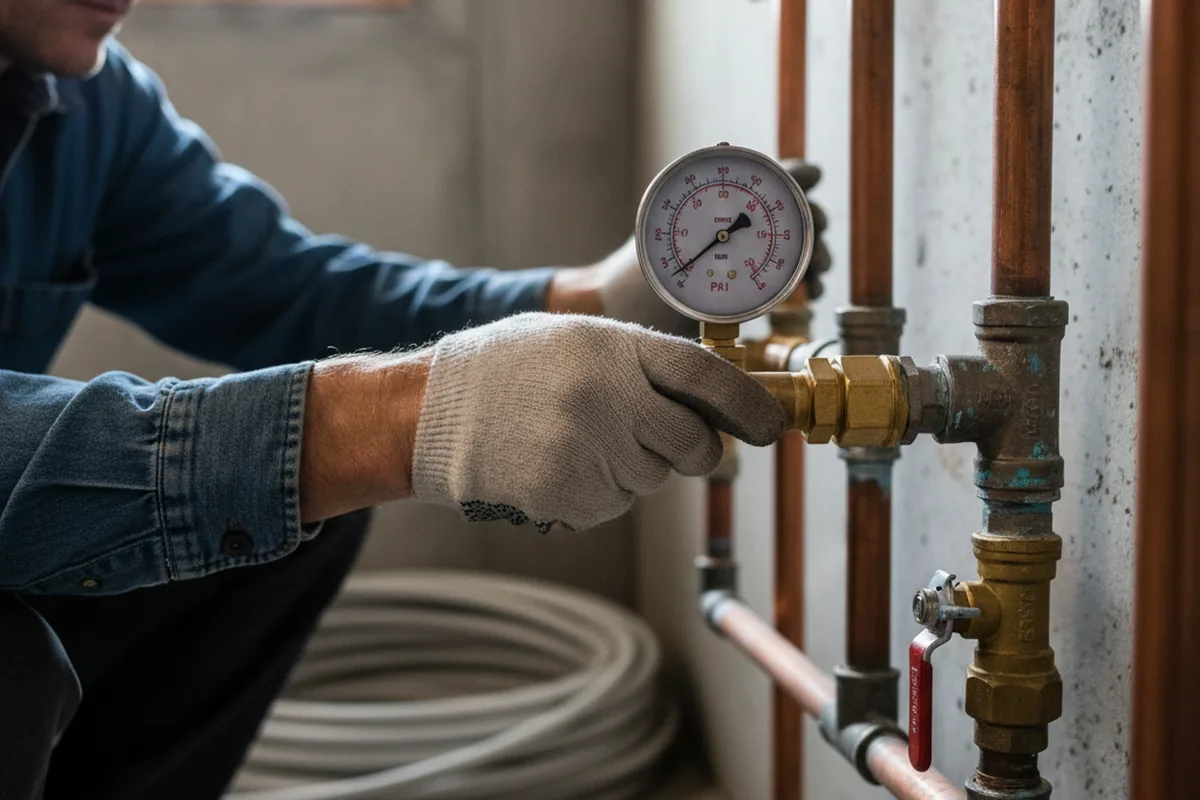 Pressure testing a repaired line during Water Line Repair in Essex